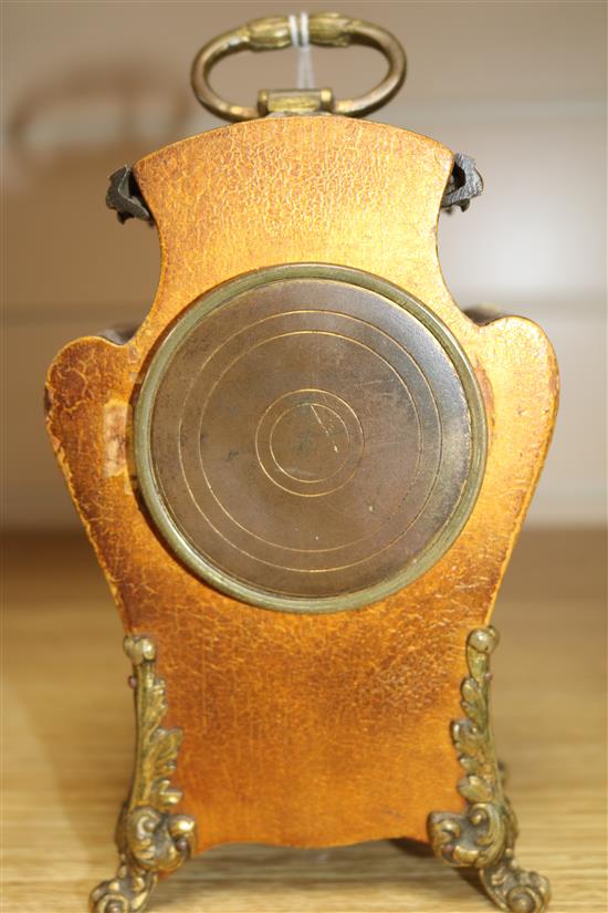 An early 20th century French Vernis Martin style timepiece, with paste set dial 18cm.